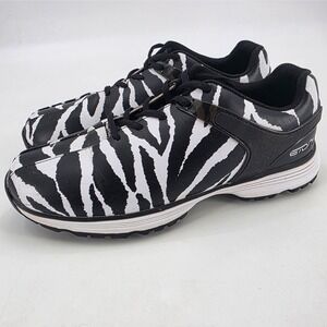 ETONIC LOUDMOUTH JOHN DALY GOLF SHOES MENS 9.5 WIDE RARE ZEBRA STABILOUD CLEAT